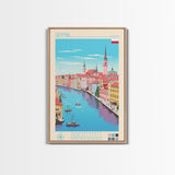 Gdynia Poland Travel Poster Framed Canvas Print, Midcentury Modern Art, Pop Art Wall Decor, Home Decor, Vacation Gift, Office Art