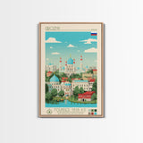 Grozny Russia Travel Poster Framed Canvas Print, Midcentury Modern Art, Pop Art Wall Decor, Scenic Wall Art, Living Room Decoration, Office Art