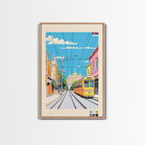 Kraljevo Serbia Travel Poster Framed Canvas Print, Midcentury Modern Art, Pop Art Wall Decor, Scenic Wall Art, Living Room Decoration, Office Gift