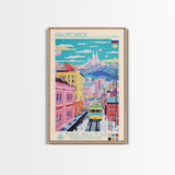 Krasnoyarsk Russia Travel Poster Framed Canvas Print, Midcentury Modern Art, Pop Art Wall Decor, Scenic Bedroom Art, Office Decoration