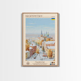 Kropyvnytskyi Ukraine Travel Poster Framed Canvas Print, Midcentury Modern Art, Pop Art Wall Decor, Home Decor, Vacation Gift, Office Art