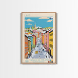 Lahti Finland Travel Poster Framed Canvas Print, Midcentury Modern Art, Pop Art Wall Decor, Scenic Wall Art, Living Room Decoration, Office Art