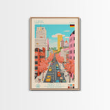Leipzig Germany Travel Poster Framed Canvas Print, Midcentury Modern Art, Pop Art Wall Decor, Scenic Living Room Art, Bedroom Gift