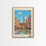 Leuven Belgium Travel Poster Framed Canvas Print, Midcentury Modern Art, Pop Art Wall Decor, Home Decor, Vacation Gift, Bedroom Art