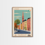 Limerick Ireland Travel Poster Framed Canvas Print, Wall Decor, Midcentury Modern Art, Pop Art, Scenic Art for Bedroom and Office