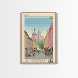 Lviv Ukraine Travel Poster Framed Canvas Print, Wall Decor, Midcentury Modern Art, Pop Art, Scenic Art for Home and Office