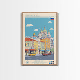 Makhachkala Russia Travel Poster Framed Canvas Print, Midcentury Modern Art, Pop Art Wall Decor, Scenic Wall Art, Living Room Decoration, Office Art