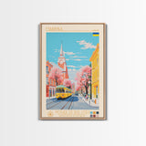 Makiivka Ukraine Travel Poster Framed Canvas Print, Midcentury Modern Art, Pop Art Wall Decor, Home Decor, Vacation Gift, Bedroom Art