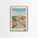 Nalchik Russia Travel Poster Framed Canvas Print, Midcentury Modern Art, Pop Art Wall Decor, Home Decor, Vacation Gift, Bedroom Art