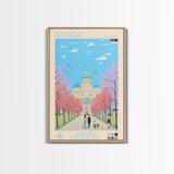 Novi Pazar Serbia Travel Poster Framed Canvas Print, Midcentury Modern Art, Pop Art Wall Decor, Scenic Wall Art, Living Room Decoration, Office Gift
