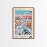 Novokuznetsk Russia Travel Poster Framed Canvas Print, Midcentury Modern Art, Pop Art Wall Decor, Scenic Wall Art, Living Room Decoration, Office Art