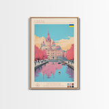 Odesa Ukraine Travel Poster Framed Canvas Print, Midcentury Modern Art, Pop Art Wall Decor, Home Decor, Vacation Gift, Bedroom Art