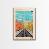 Orenburg Russia Travel Poster Framed Canvas Print, Midcentury Modern Art, Pop Art Wall Decor, Scenic Living Room Art, Bedroom Decor