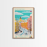 Petrozavodsk Russia Travel Poster Framed Canvas Print, Midcentury Modern Art, Pop Art Wall Decor, Scenic Living Room Art, Bedroom Gift