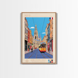 Reims France Travel Poster Framed Canvas Print, Midcentury Modern Art, Pop Art Wall Decor, Home Decor, Vacation Gift, Bedroom Art