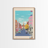 Southampton United Kingdom Travel Poster Framed Canvas Print, Midcentury Modern Art, Pop Art Wall Decor, Scenic Wall Art, Office Art