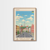 Sumy Ukraine Travel Poster Framed Canvas Print, Midcentury Modern Art, Pop Art Wall Decor, Living Room Art, Scenic Wall Art