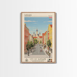 Szeged Hungary Travel Poster Framed Canvas Print, Midcentury Modern Art, Pop Art Wall Decor, Living Room Art, Vacation Gift