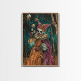 Halloween Sinister Clown in Dark Forest Framed Canvas Print, Creepy Wall Art, Home Decor, Horror Decor, Gift Idea, Spooky Carnival