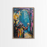 Halloween Ghostly Figure with Lantern Framed Canvas Print, Spooky Wall Art, Home Decor, Haunted Decor, Gift Idea, Night Haunt