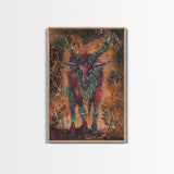 Mysterious Goat Demon Framed Canvas Print, Halloween Art, Unique Wall Art, Spooky Home Decor, Scary Art, Eerie Living Room Decor