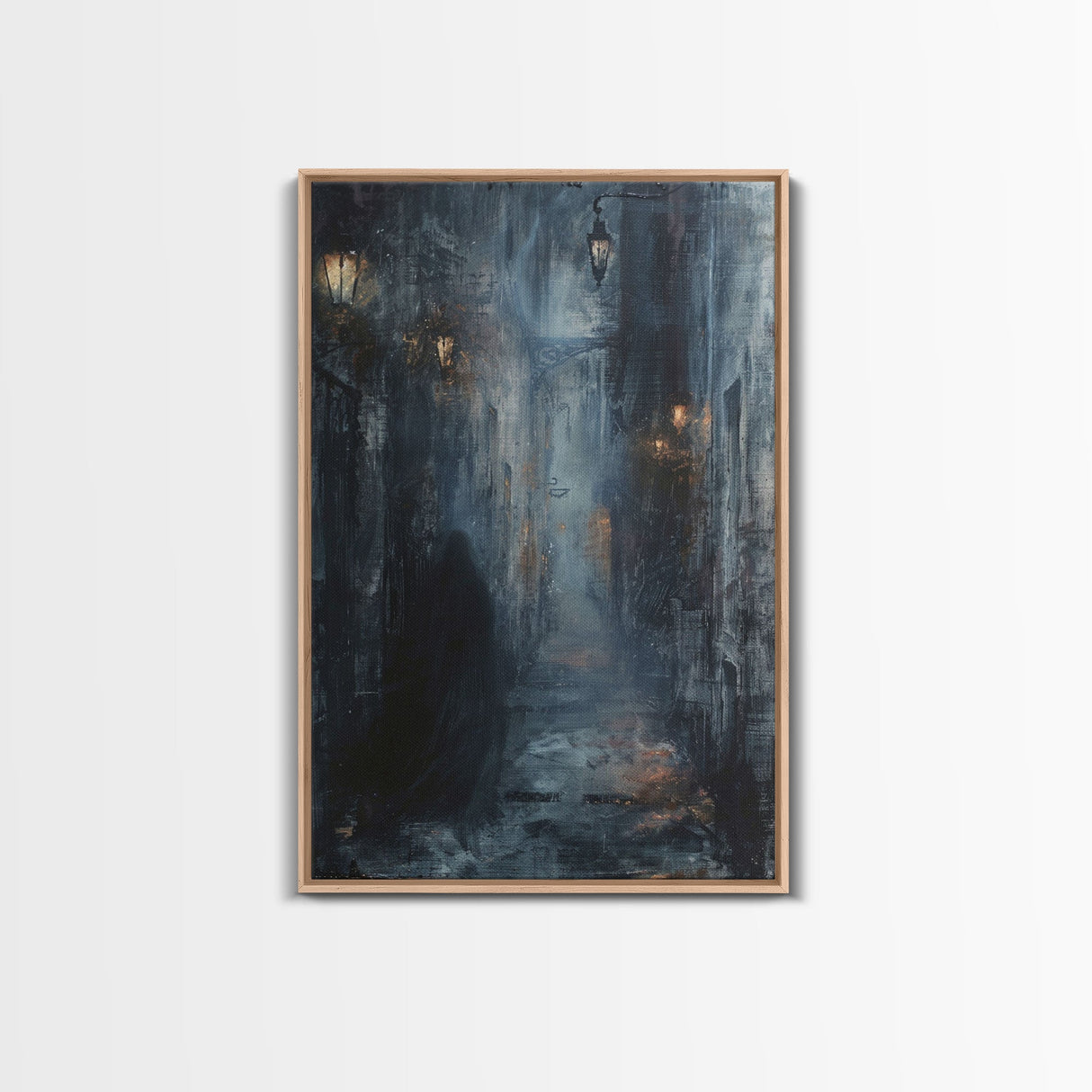 Shadowy Alley Canvas Print - Halloween Art, Spooky Home Decor, Dark Alley Wall Art Ghost Art Halloween Decor, Framed Canvas Print Creepy Art