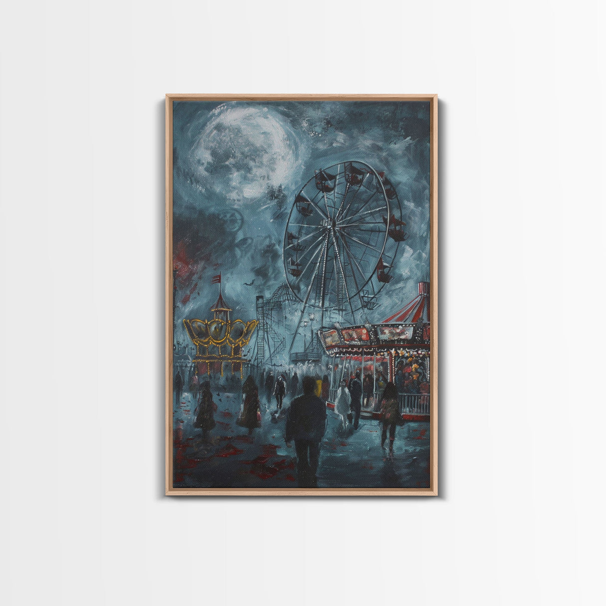Eerie Carnival, Halloween Art, Spooky Wall Decor, Framed Canvas Print, Creepy Art, Halloween Wall Decor, Seasonal Wall Art, Scary Artwork