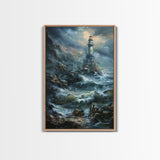 Haunted Lighthouse, Halloween Art, Spooky Wall Decor, Framed Canvas Print, Creepy Art, Halloween Wall Decor, Seasonal Wall Art