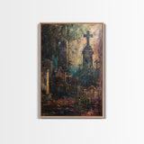 Gloomy Cemetery Halloween Art, Spooky Graveyard, Haunted Cemetery, Creepy Gravestones, Dark Artwork, Framed Canvas Print