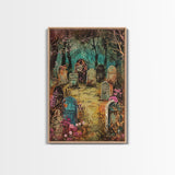 Spooky Graveyard Framed Canvas Print, Halloween Wall Art, Haunted Cemetery, Gothic Vibes, Spooky Decor, Haunted Scene, Halloween Decoration