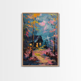 Eerie Moonlit Cemetery Framed Canvas Print, Halloween, Haunted Graveyard Wall Art, Gothic Horror Decor, Spooky Artwork, Framed Canvas Print