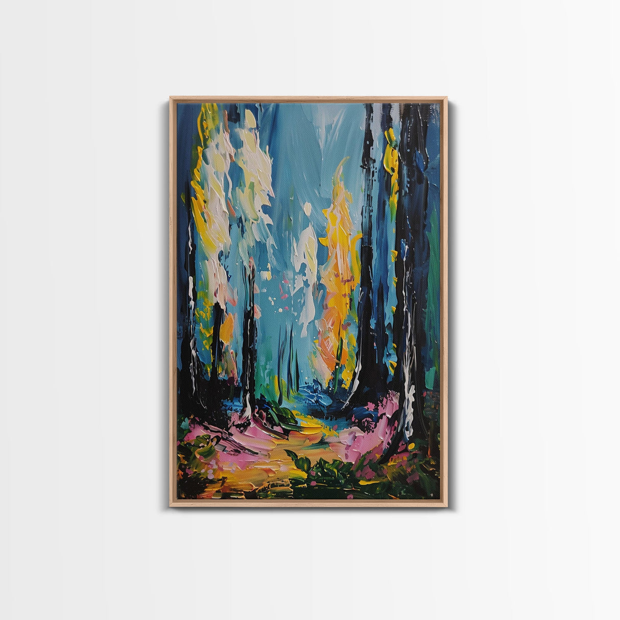 Ghostly Churchyard Framed Canvas Print, Halloween Haunted Church, Spooky Graveyard Art, Gothic Decor, Nighttime Artwork, Framed Canvas Print