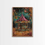 Nighttime Haunted Forest Path Framed Canvas Print, Halloween Wall Art, Spooky Home Decor, Eerie Artwork, Ghostly Path Decoration