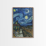 Enchanted Graveyard with Lanterns Framed Canvas Print, Wall Art, Spooky Home Decor, Halloween Cemetery Art, Mystical Art, Haunted Graveyard