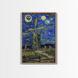 Haunted Railway Station with Pumpkins Framed Canvas Print, Wall Art, Spooky Home Decor, Halloween Train Station Art, Eerie Painting