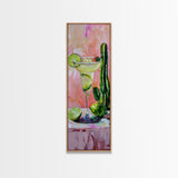 Martini Cocktail Framed Canvas Art, Canvas Bar Art, Tall and Narrow Kitchen Wall Art, Southwestern Wall Art, Margarita Painting for Kitchen