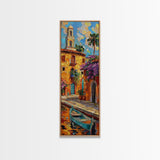 Vertical Impasto Painting Printed and Framed on Canvas, Rustic Venetian Inspired Art, Textured Wall Art for Office and Living Room