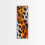Bold Leopard Print in Orange and Black - Framed Canvas Print, Midcentury Modern Wall Art, Skinny Art, Tall Art, Living Room Decor