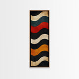 Wavy Retro Pattern in Earth Tones - Framed Canvas Print, Midcentury Modern Art, Boho Art, Skinny Art, Tall Art, Living Room Wall Decor, Minimalist Art