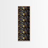 Gold Art Deco Pattern on Black Background - Framed Canvas Print, Midcentury Modern Art, Skinny Art, Tall Art, Living Room Wall Decor, Minimalist Art