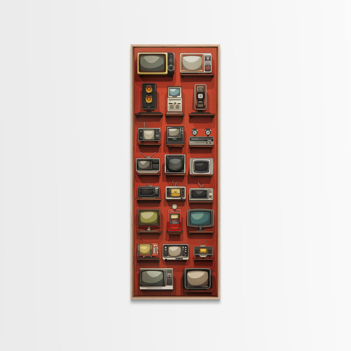 Retro Televions Framed Canvas Print, Retro Decor, Man Cave Art, Gift For Him