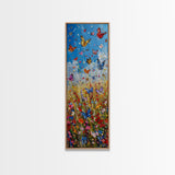 Butterflies In The Spring Framed Canvas Print, Wood Framed Art, Living Room Decor, Girl's Room Gift Idea, Nursery Decor, Minimalist Whimsical Decor