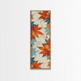 Japanese Autumn Leaves Canvas Print In Ukiyo-e Style, Traditional Woodblock Art, Framed Canvas Print, Tall Skinny Japanese Wall Art, Ready To Hang
