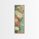 Skinny Art of Chrysanthemums in Soft Pastels with Intricate Petal Design on Framed Canvas Print
