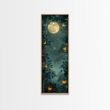 Full Moon And Butterflies In A Night Forest Japanese Style Framed Canvas Print, Wall Art Ready To Hang For Your Home
