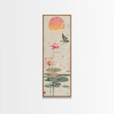 Autumn Maple Leaves Falling Tall Skinny Japanese Wall Art - Framed Canvas Print in Ukiyo-e Style