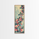 Japanese Style Frogs and Lotus Flowers Framed Canvas Print - Tall Skinny Ukiyo-e Wall Art
