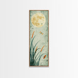 Serene Swans and Cherry Blossoms in Japanese Art Tall Skinny Framed Canvas Print - Wall Décor