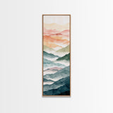 Rolling Hills And Layered Mountains In Soft Pastel Hues Ukiyo-e Wood Block Print Skinny Art Framed Canvas Print