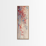 Graceful Bamboo Stalks And Red Leaves In Gentle Wind Ukiyo-e Tall Skinny Wood Block Framed Canvas Print Japanese Style Art